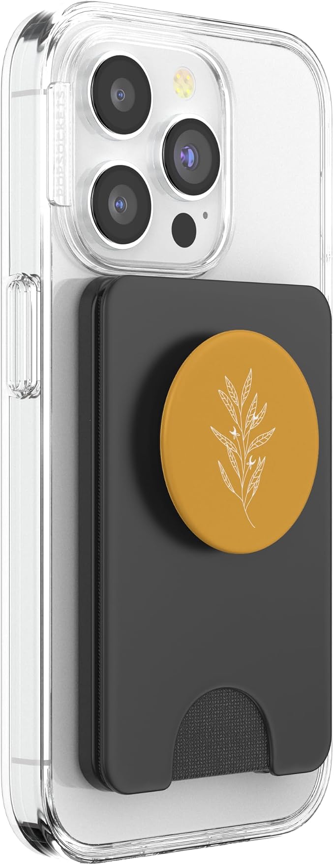 Delicate Boho Botanical Leaves Motif Mustard Yellow PopSockets Adhesive PopGrip