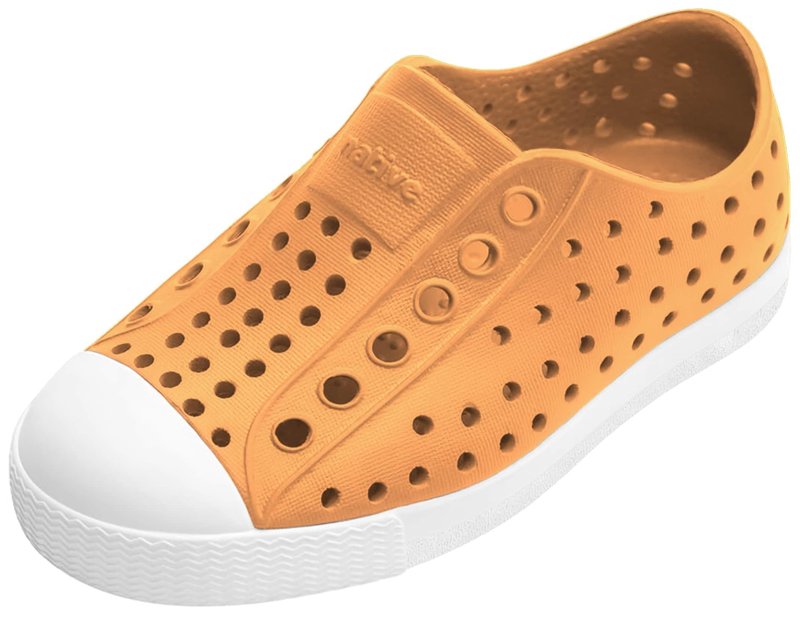 Native Shoes Unisex-Kids Jefferson Sneakers, Papaya Orange/Shell White, 7 Toddler