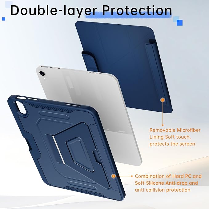 for ipad A16 Caseipad 11th/10th Generation Case 11Inch 2025/10.9 Inch 2022 | with Pencil HolderRemovable Magnetic &amp Trifold Leather Stand CoverMulti-Angle VewingAuto Sleep/Wake (Black)