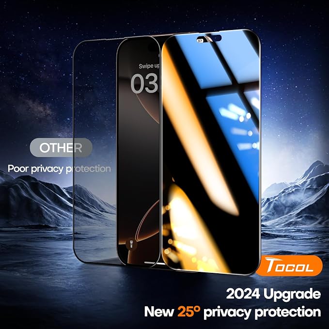 TOCOL for iPhone Air Screen Protector 9H Hardness Military Grade Shatterproof HD Tempered Glass Full Coverage Easy Installation 2 Pack