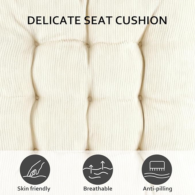Square Seat Cushion for Kitchen Dining Chairs, Soft & Comfortable 15.5" x 15.5" Chair Pads, 6 Packs, Beige
