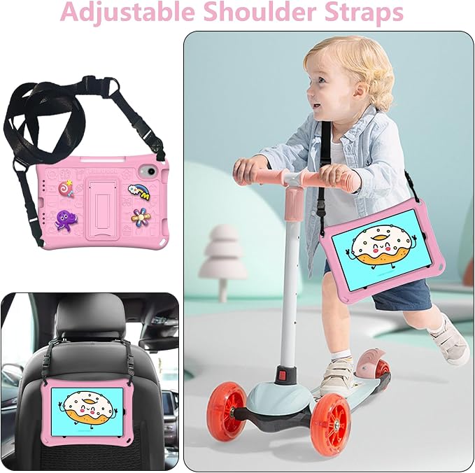 Case for iPad 10.2 Inch 2021/2020/2019/ iPad Pro 10.5 Inch/Air 3rd Gen (2019) Shoulder Strap Kickstand Children Friendly Anti-Scratch Shockproof Case Lightpurple