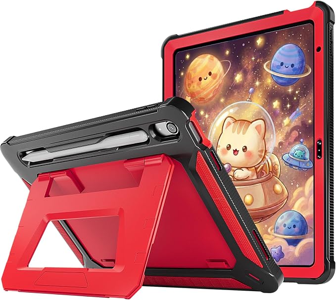 ProCase Kids Case for 11 iPad (A16) &amp 10.9 iPad 10th Gen Black | 180° Adjustable Kickstand with Pencil Holder 3-Layer Heavy Duty Rugged Shockproof Hard Shell Cover