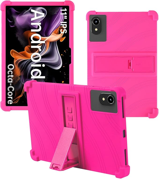 Case for ApoloMedia EP1095T 11 Tablet 2025 Android 15，WUNIAK Shock Proof Lightweight Stand Rubber Shell Protective CoverKids Friendly Soft Silicone Adjustable Stand CoverBlack