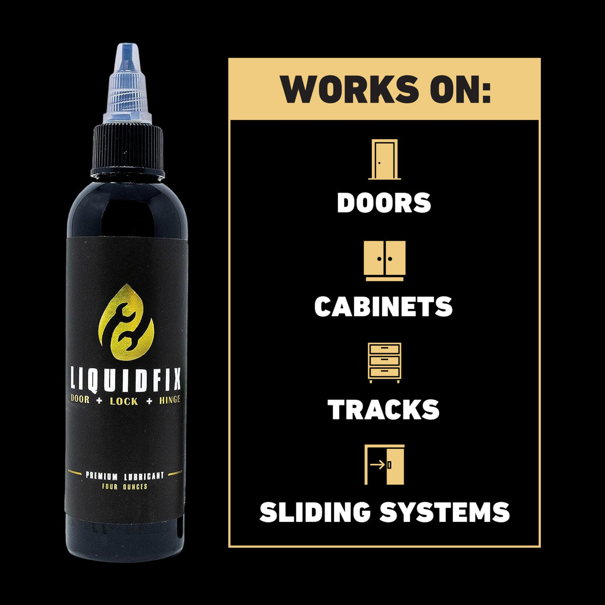 LiquidFix Door, Lock, and Hinge Lubricant | 4 oz Dropper + 0.5 Needle Combo Pack - Door & Sliding Long-Lasting Squeaky Oil for Hinges Glass Doors