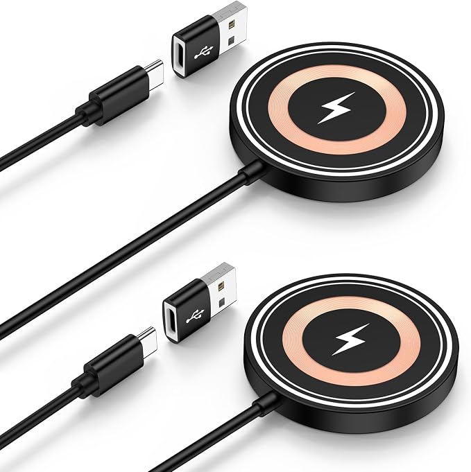 for iPhone 17e Mag-Safe Charger 2 Pack 15W Magnetic Wireless Charger Fast Charging Pad for iPhone 17 16 15 14 13 12&ampAirpods Pro 4 315W Wireless Charger Android USB-C/A for Google Pixel 10a Galaxy