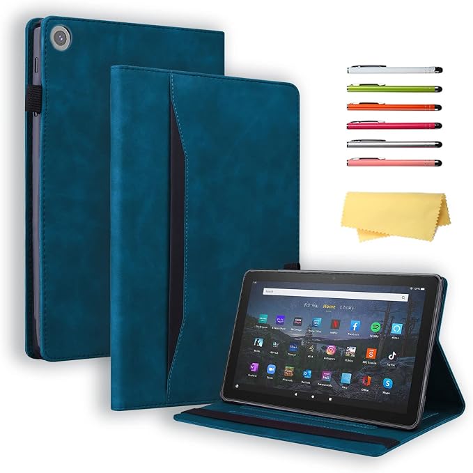 Fire HD 8 Case Slim Folding Stand Auto Wake/Sleep Wallet Case with Cards/Cash Holder for Amazon Fire HD 8(8th/7th/6th Gen 2018/2017/2016 Release)-Black