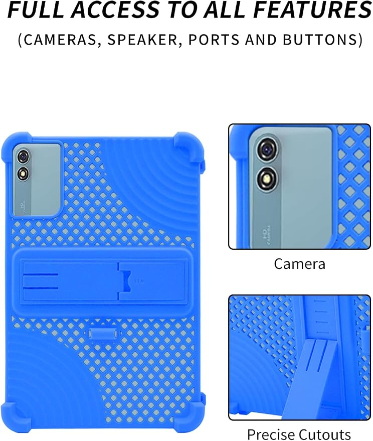 Case for COLORROOM C30 10 inch Android 14 TabletWUNIAK Hollow Back Design Heat Dissipation Shockproof Lightweight Adjustable Kickstand Silicone Shell&ampKids Friendly Soft CaseSky Blue