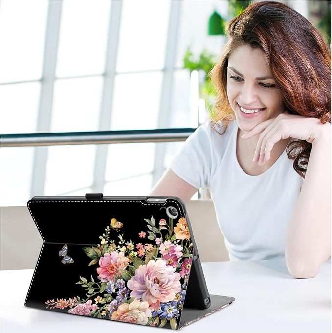 Vimorco for iPad 9th/8th/7th Generation Case 10.2-inch Pencil Holder/Pocket | for iPad Air 3rd Generation Case 10.5-inch for iPad Pro 10.5 Inch Cases Hand Strap Adjustable Angle Beach Path Scenery