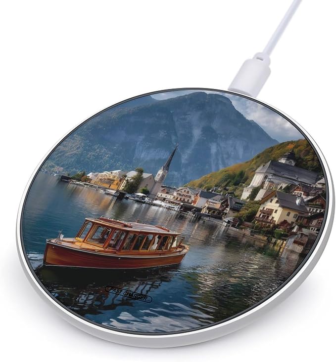 Hallstatt Mountain Village Lake Wireless Charger Portable Charging Pad | LightweightAll Smartphone