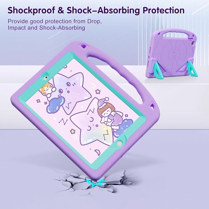 Kids Case for iPad 9th/8th/7th Gen. (10.2-inch 2021/2020/2019) | Shockproof Cover with Built-in Screen Protector and Stand Black