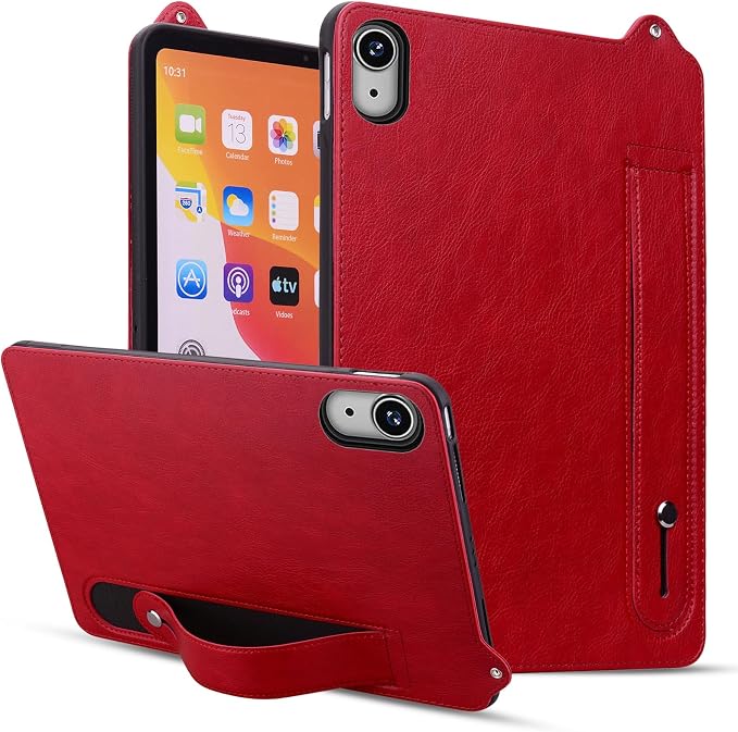 Slim Case for Apple iPad 10th Generation 10.9 Inch 2022 PU Leather Lightweight Hand Strap Stand Feature Drop Protection Back Cover for iPad 10th Gen 10.9 Black