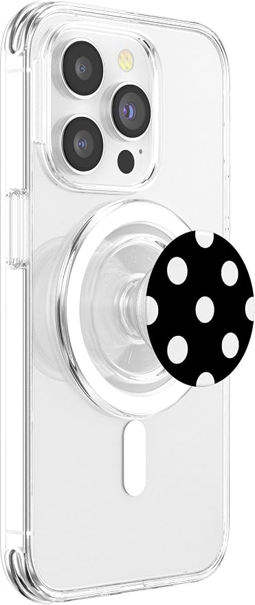 Polka Dot Black and White Pattern PopSockets Adhesive PopGrip