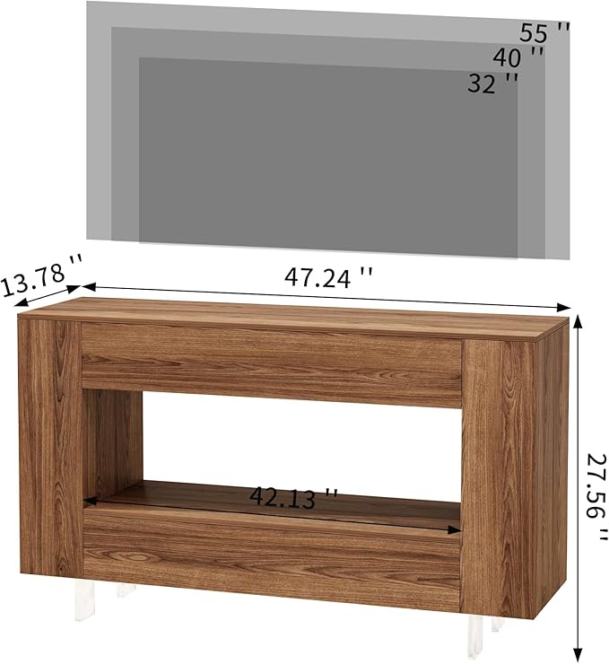 Vavkorkula TV Stand for 55 Inch with 2 Large Drawers & Hidden Storage Cabinets, Modern Farmhouse Entertainment Center Television Stands for Living Room Bedroom, Walnut