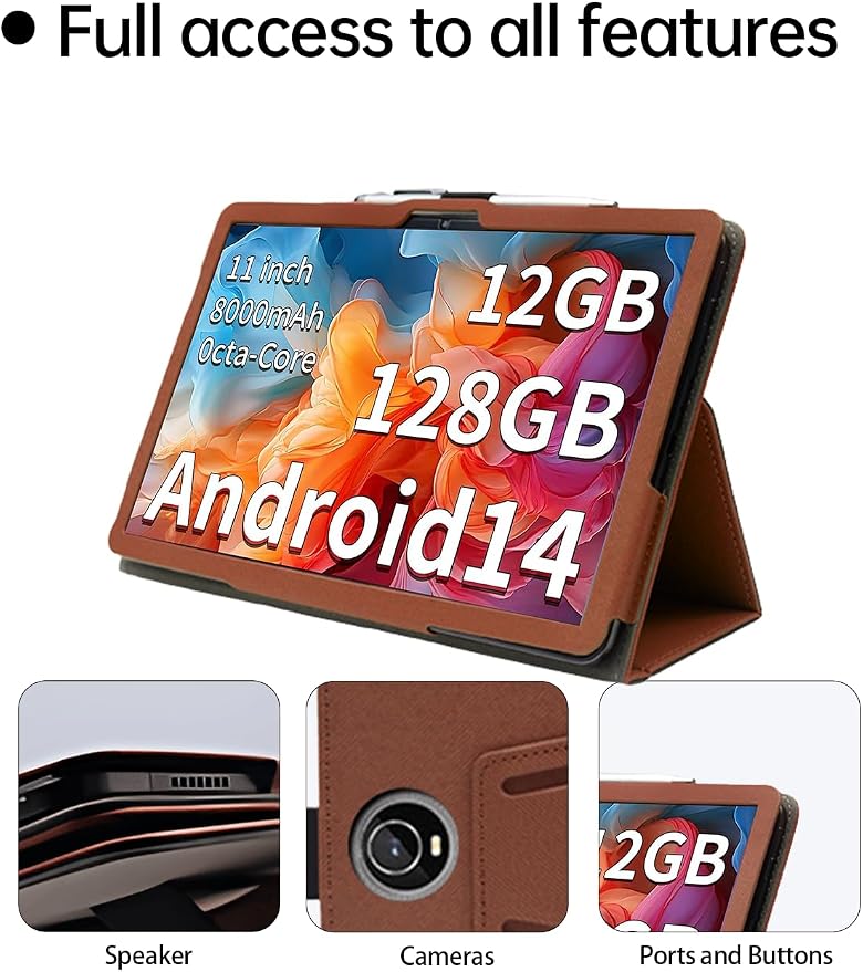 Case for WXUNJA PTB/COLORROOM C5/JIKOCXN C5 Tablet 11 InchPremium Leather Business Folio Stand Cover with Hand Strap for TabletBlack.