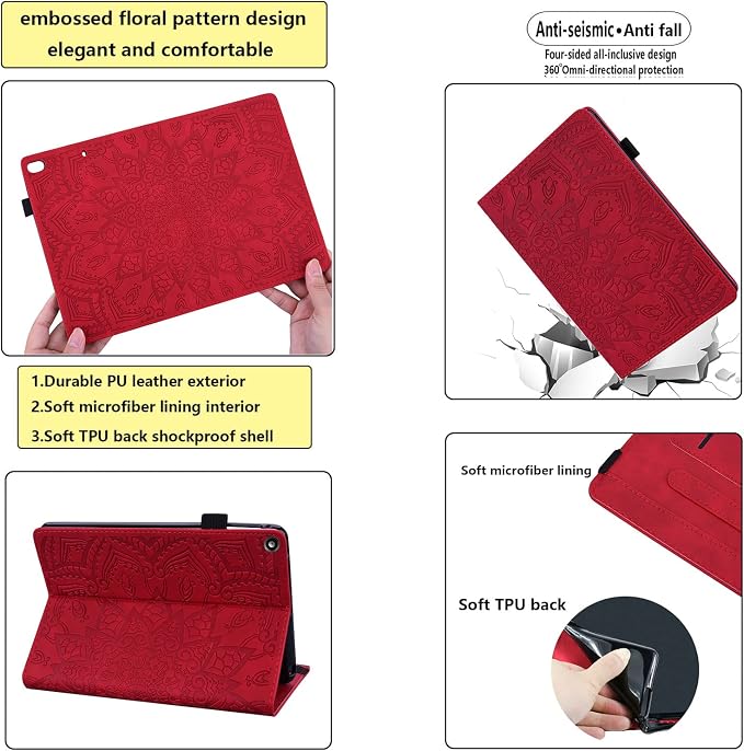 Fire HD 8 Case Slim Folding Stand Auto Wake/Sleep Wallet Case with Cards/Cash Holder for Amazon Fire HD 8(8th/7th/6th Gen 2018/2017/2016 Release)-Black