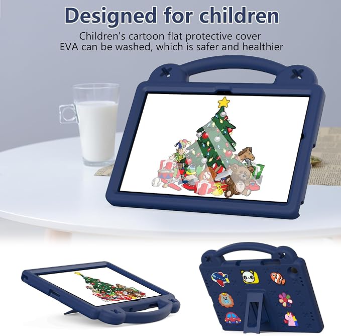YRH Case for Galaxy Tab A9 Plus/Tab A11 Plus 11'' EVA Shockproof Cover for Samsung A9+ Plus / A11+ Plus Tablet Case with Stand Handle Figures Dark Blue