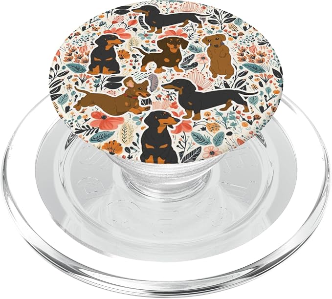 Aesthetic Floral Cute Dachshund Wiener Dog Lovers Pattern PopSockets PopGrip for MagSafe