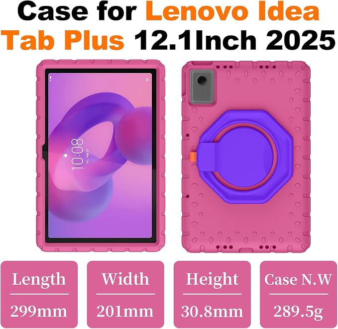 for Lenovo Idea Tab Plus Case 12.1 2025 with 360° Rotating Stand Handle and Pencil Holder New EVA Shockproof Cover for Kids Adults Home School Office Outdoor Black