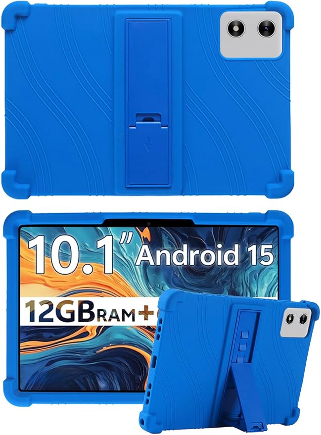 10 Case for SVITOO Tab 10/P10/PL001 Android 15 Tablet (Black) | Soft Silicone Kids Friendly Protective Cover with Adjustable Stand Drop-Proof