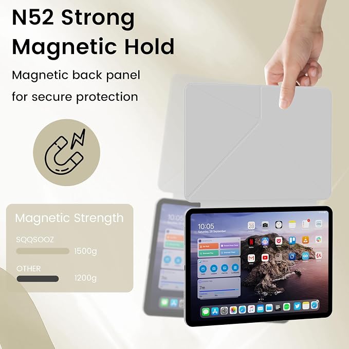 Magnetic Case for iPad Pro 11 Inch 4th/3rd/2nd Gen Black | Magnetic Attachment Support 2nd Gen Pencil Charging Slim &amp Light Folio Stand Case for iPad Pro 11'' 2022/2021/2020