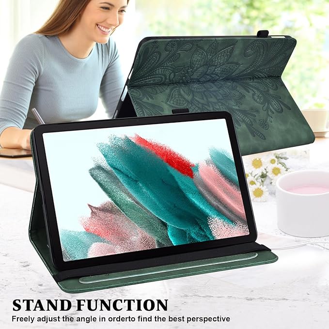 Case for Samsung Galaxy Tab A11+/A11 Plus /A9+/A9 Plus 2025/2023 5G 11 Inch Embossed Lace PU Leather Stand Cover with Elastic Band Card Slots Pen Holder &amp Multi-Angle Viewing - Blue