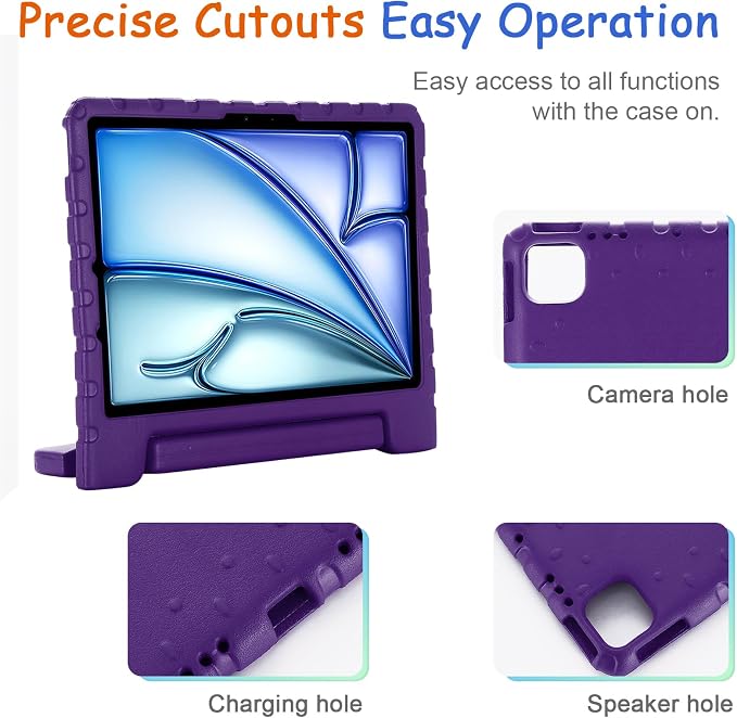 Kids Case for iPad Pro 11 M5/M4 &amp iPad Air 11 (2026/2025/2024) Shockproof Case with Pencil Holder Techcircle Light EVA Foam Handle Stand Bumper Protective Child Friendly Drop Proof Cover Black
