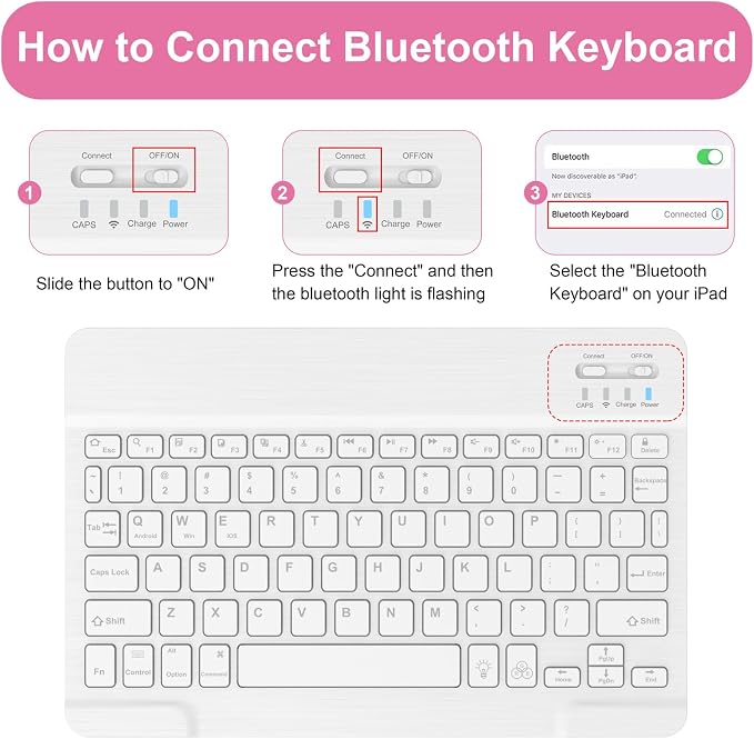 Soke for iPad (A16) 11th/10th Gen Case with Keyboard Black Marble | For iPad 11/10.9 inch(2025/2022) 7 Color Backlight Magnetic wireless Detachable Keyboard Case Built-in Pencil Holder