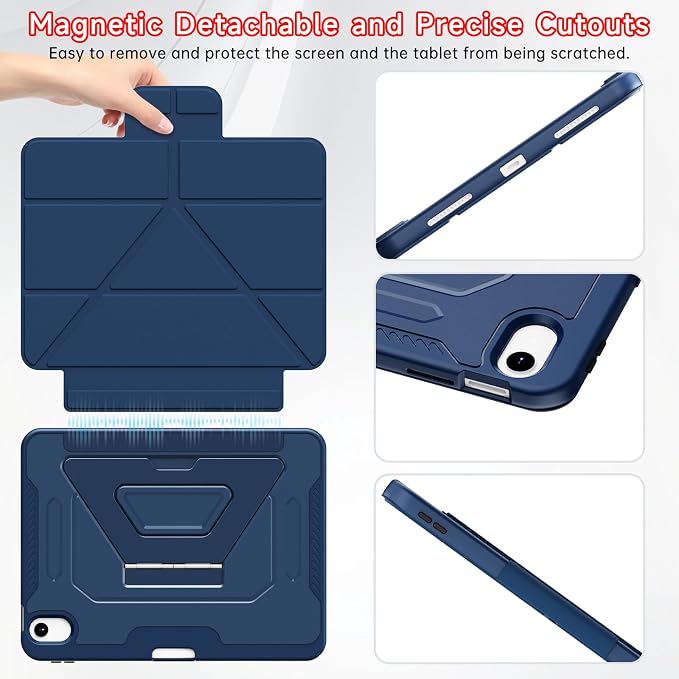 for ipad A16 Caseipad 11th/10th Generation Case 11Inch 2025/10.9 Inch 2022 | with Pencil HolderRemovable Magnetic &amp Trifold Leather Stand CoverMulti-Angle VewingAuto Sleep/Wake (Black)
