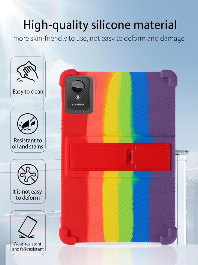 for Aobante K50 Android 15 15 Gaming Tablet10 2.5K Ultra Clear Display Tablet Model CaseSoft Silicone Adjustable Stand Cover Lightweight Kids FriendlyBlack.