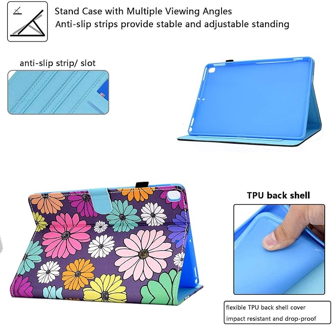 for Apple iPad 9th/8th/7th Generation 10.2 Inch Case 2021/2020/2019Smart PU Leather Folio Stand Magnetic Wallet with Card Pockets [Auto Wake/Sleep] Soft TPU Shockproof Cover Pink Beach Sea
