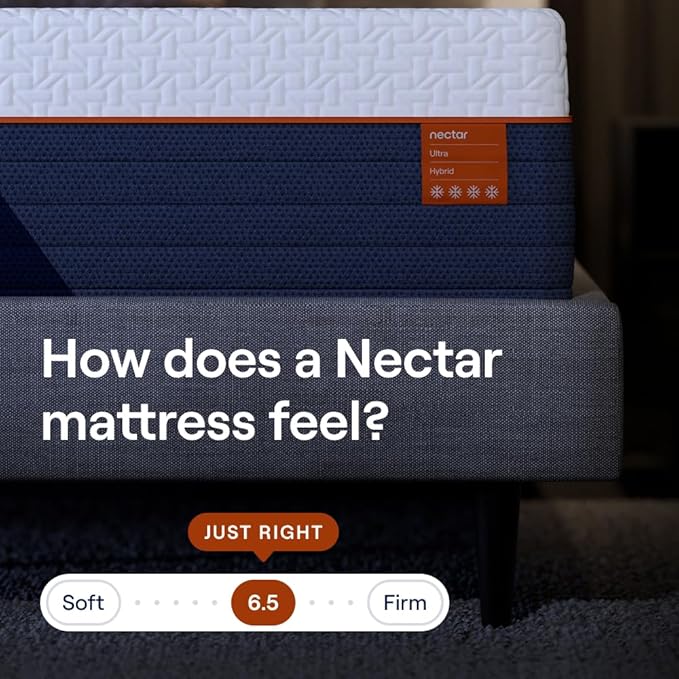 Nectar Ultra Hybrid 15” Twin Mattress - Medium Firm - Cooling Fibers & Temperature Regulating Material - 4” Pressure Relief Layer - Zoned Ergonomic Support Layer - 365-Night Mattress Trial