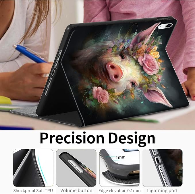 Case for iPad (A16) 11th Generation 11 Inch (2025)iPad 10th Generation 10.9 Inch (2022)PU Leather Slim Standing Smart Coverwith Auto Sleep/WakeBall on Fire
