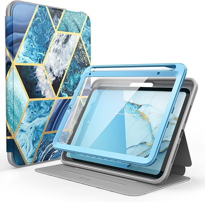 i-Blason for iPad mini 7 Case iPad mini 6 Case 8.3 inch Marble | Built-in Screen Protector Auto Sleep/Wake Pencil Holder Trifold Stand Full-Body Protection