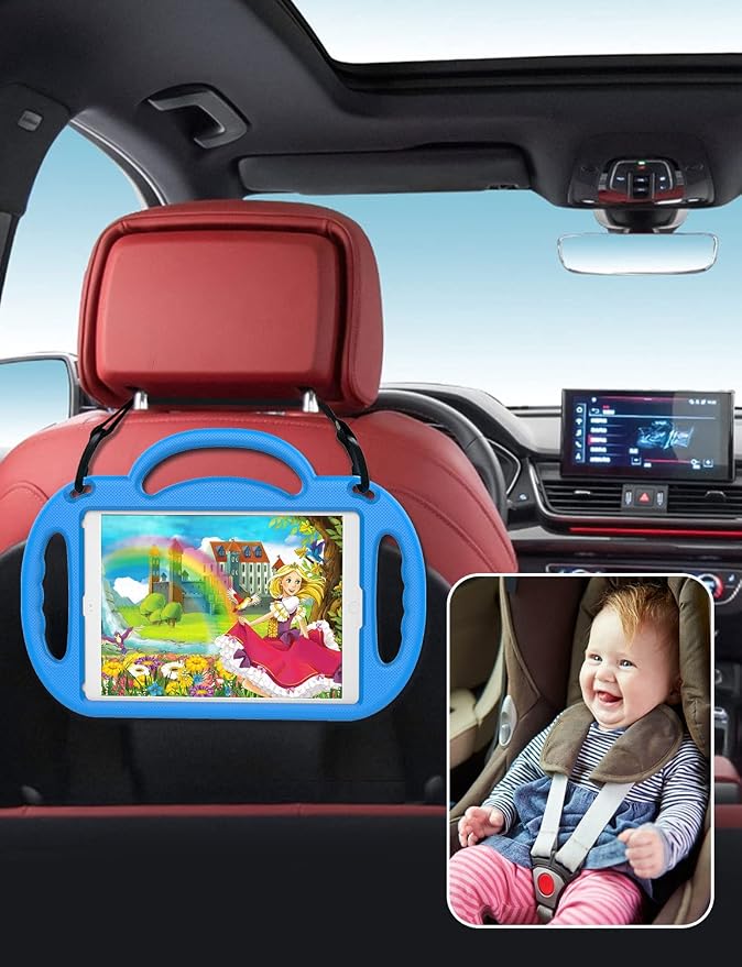 SUPLIK Kids Case for iPad 5th/6th Generation (9.7 inch 2017/2018) iPad Air 1 &amp Air 2 &amp Pro 9.7 Case with Shoulder Strap Handle Stand for Apple iPad 5/6 &amp iPad Air 1st/2nd Gen Black