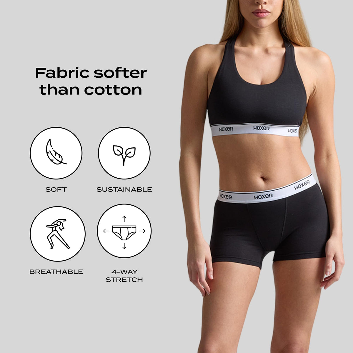Woxer Womens Boxers - Star 3" Boy Shorts Underwear for Women - Boxers for Women Black