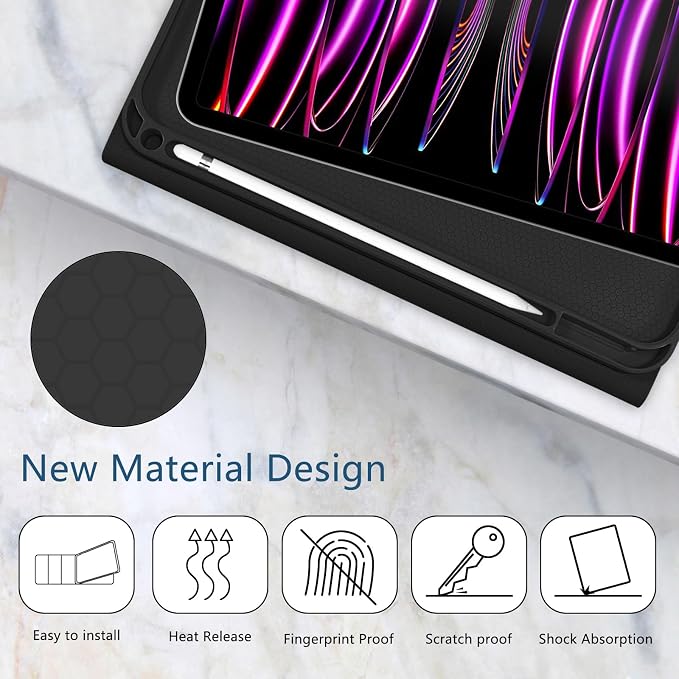 for Bluetooth Keyboard for iPad 10th Gen 10.9 inch (2022) case (A16) 11th / 10th Gen Case 11'' (2025) with 7-Color Backlights Pencil Holder Detachable Rechargeable - Black Cow