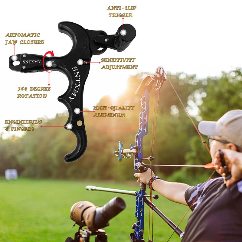 sntxmy Bow Release for Compound Bow 360° Rotatable Thumb Release for Compound Bow Archery Trigger Release (Black)