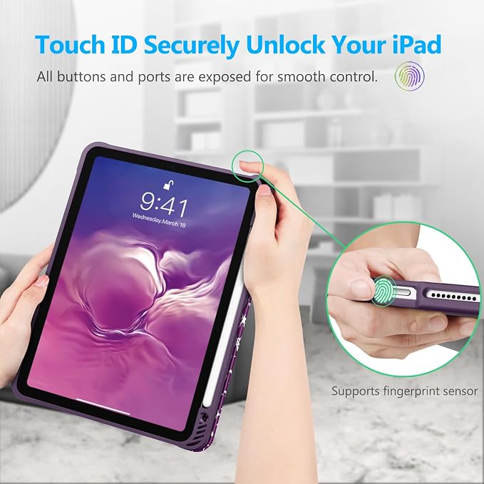Fintie Slim Case for iPad Air 11-inch &amp iPad Air 5th/4th Generation 10.9 in | Tri-Fold Stand Flexible Soft TPU Back Cover Shockproof Protection Pencil Holder Scratch-Resistant Composition Lil