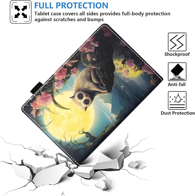 Case for Amazon Fire HD 8/HD 8 Plus Tablet (8 12th/10th Generation 2024/2022/2020 Release) Slim PU Leather Stand Folio Cover with Auto Wake Sleep African Woman Wolf