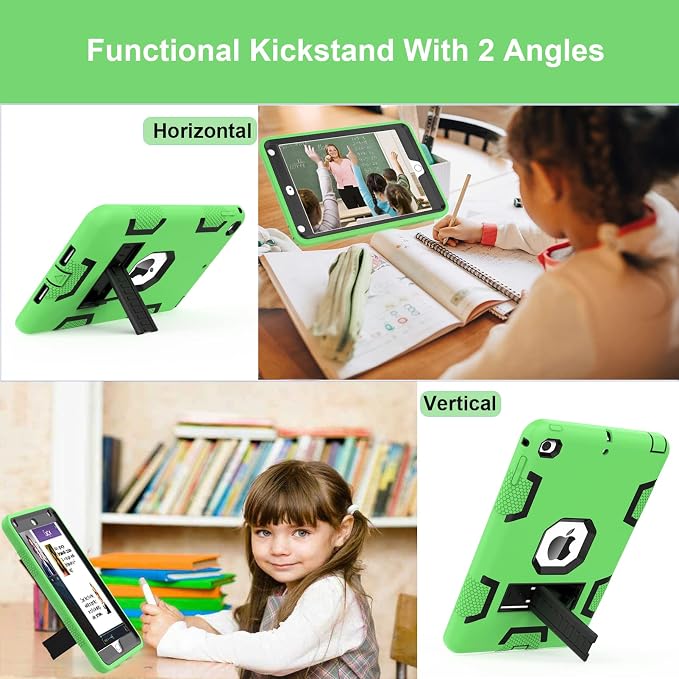 CCMAO iPad mini 5 Case 2019 iPad mini 4 Case 2015 Heavy Duty Shockproof Hybrid Protective Cover for iPad mini 5th/4th Generation 7.9 inch Purple+Green
