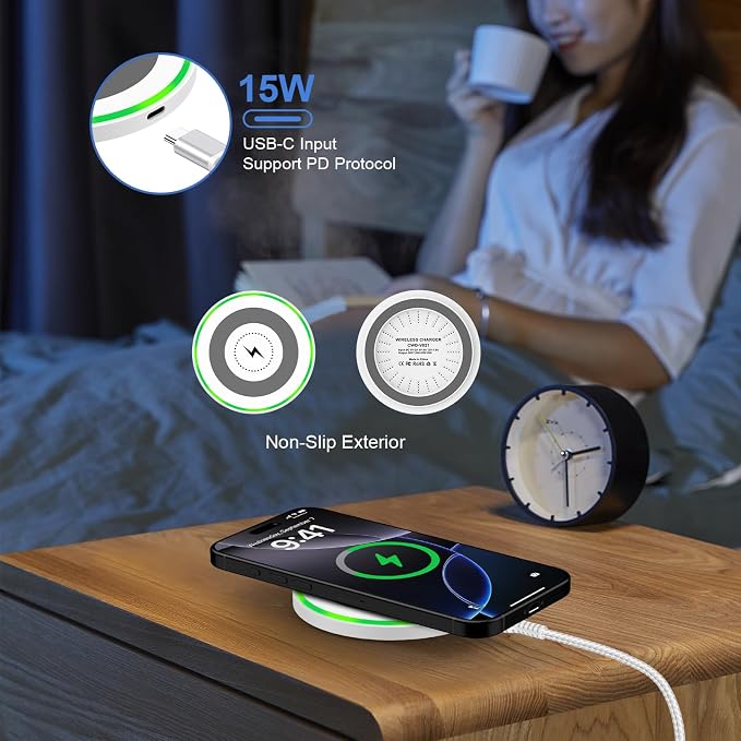 Google Pixel 10a Wireless Charger Fast Charging Pad 2Pack for Pixel 10 Pro XL 9a 9 Pro XL Fold 8Pro 7 6 Pro 15W Android Wireless Charging Station Desk Phone Charger for Samsung Galaxy S26 S25 S24 FE