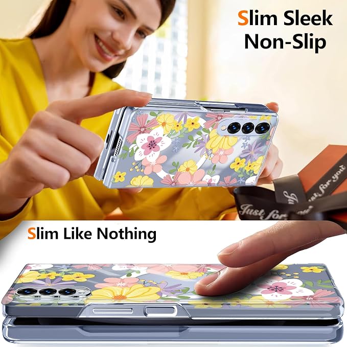 for Galaxy Z Fold4 CaseBuilt-in Magnet CircleWireless Charging | Military-Grade Shockproof case Cover for Samsung Galaxy Z Fold4Anagallis