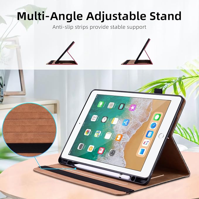 Case for iPad 9th 8th 7th Generation (2021/2020/2019) 10.2 InchiPad Air 3rd Generation PU Leather Cover Multi-Angle Viewing Stand with Card Pocket for ipad 9th Generation CaseBlack