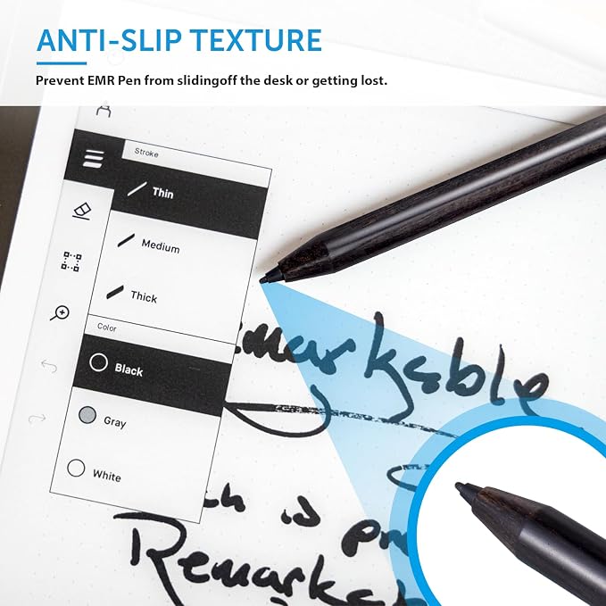 EMR Stylus Compatible with Remarkable 2 Pen with Eraser Replacement Pen for Remarkable 2 Tablet/Remarkable Device 4096 Pressure Levels Palm Rejection(Includes 2 Pen Tips)