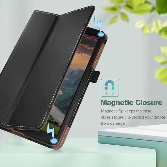 Case for Onn. 7 Inch Tablet Gen 4 Model:100135924 2024 Release - Folio PU Leather Stand Cover with Pencil Holder Black