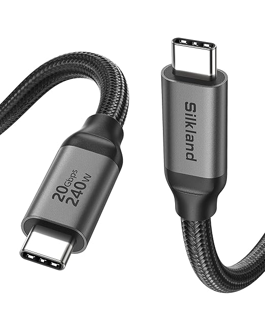 Silkland USB C Data Cable 20Gbps 1FT USB C to USB C Cable 240W Charging | High Speed Data Transfer Short USB C 3.2 Gen 2x2 Cable 5K/4K 60Hz USBC Monitor Cord Compatible with SSD Hub Docking
