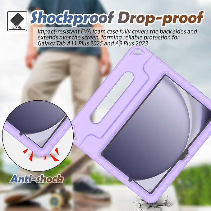 LTROP Shockproof Lightweight Convertible Handle Stand Case for Samsung Galaxy Tab A11 Plus 2025 / A9 Plus 11 Inch 2023 with Built-in Screen Protector Galaxy Tab A11+ / A9+ Case for Kids Black