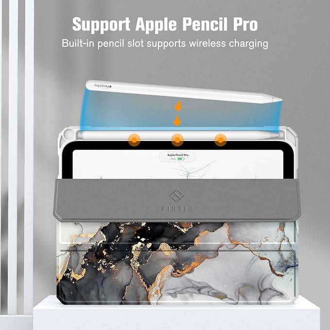 Fintie Clear Case for iPad mini 7th Generation (A17 Pro) / mini 6 8.3 | Slim Hybrid Shockproof Hard PC Back Cover Pencil Holder Viewing &amp Typing Angles Auto Sleep/Wake Black