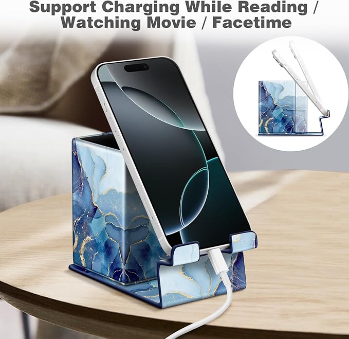 FINTIE Pencil Holder With Phone Stand, Eyeglasses Holder, Desktop Organizer Nightstand Accessories Office Supplies Case